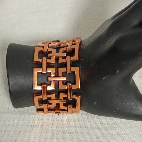 ❤️Vintage RENOIR MODERNIST Copper Square Link Bracelet - Picture 1 of 6